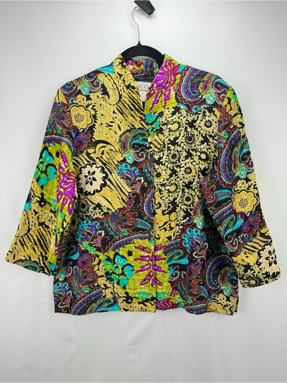 Nexx Vibrant Paisley Patchwork Patterned Silk & Linen Lightweight Quilted Jacket